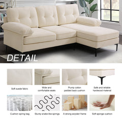 Modern Linen Fabric L-Shaped Couch 4-Seat Sofa Sectional,82.7'' Upholstered Sofa,Convertible Sectional Sofa Couch with Chaise