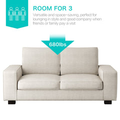 Modern Sofa Couch with Solid Wood Frame for Living Room Furniture Removable Back Cushion and Seat Cushion(Beige),71.25" Wide 2 Seater Sofa for Living Room