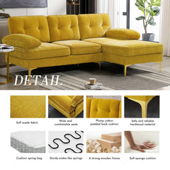 Modern Linen Fabric L-Shaped Couch 4-Seat Sofa Sectional,82.7'' Upholstered Sofa,Convertible Sectional Sofa Couch with Chaise