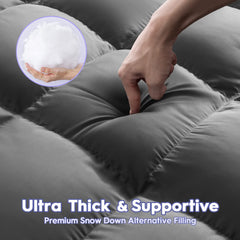 MERITLIFE Cooling  Mattress Topper, Extra Thick Mattress Pad Cover, Plush Pillow Top with Baffle Box Design, Soft Down Alternative Fill, Back Pain Relief, Hotel Feeling