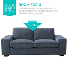 Modern Sofa Couch with Solid Wood Frame for Living Room Furniture Removable Back Cushion and Seat Cushion(Beige),71.25" Wide 2 Seater Sofa for Living Room