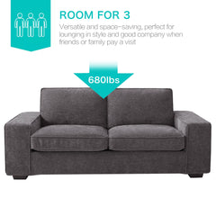 Modern Sofa Couch with Solid Wood Frame for Living Room Furniture Removable Back Cushion and Seat Cushion(Beige),71.25" Wide 2 Seater Sofa for Living Room