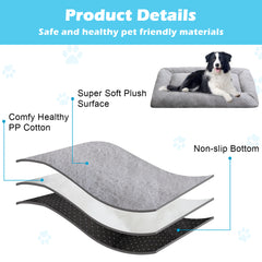 MERITLIFE Plush Washable Dog Bed Ultra Soft Dog Crate Mat Kennel Pad Anti-Slip Pet Sleeping Bed for Small Medium Large Dogs,Gray
