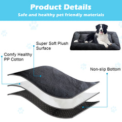 MERITLIFE Plush Washable Dog Bed Ultra Soft Dog Crate Mat Kennel Pad,Anti-Slip Pet Sleeping Bed for Small Medium Large Dogs,Dark Gray 42" x 28"