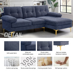 Modern Linen Fabric L-Shaped Couch 4-Seat Sofa Sectional,82.7'' Upholstered Sofa,Convertible Sectional Sofa Couch with Chaise