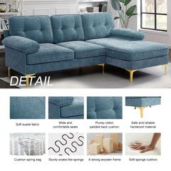 Modern Linen Fabric L-Shaped Couch 4-Seat Sofa Sectional,82.7'' Upholstered Sofa,Convertible Sectional Sofa Couch with Chaise