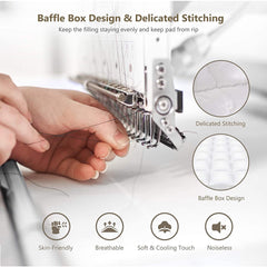 MERITLIFE Extra Thick Mattress Topper,Cooling Plush Mattress Pad Cover 400TC Cotton Pillowtop Protector with 8-21 Inch Deep Pocket 3D Snow D