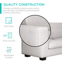 Modern Sofa Couch with Solid Wood Frame for Living Room Furniture Removable Back Cushion and Seat Cushion(Beige),71.25" Wide 2 Seater Sofa for Living Room