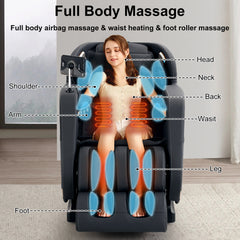 MERITLIFE 4D Massage Chair Full Body|Zero Gravity Shiatsu Massage Chairs Recliner with Heated SL Track Bluetooth Speaker Airbag Yoga Stretch, Foot Roller (BlackGrey)