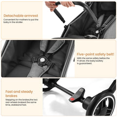 MERITLIFE Lightweight Baby Travel Stroller–Compact & Airplane-Friendly, Portable One-Hand Fold Design - Ergonomic Seat for Infant & Toddler