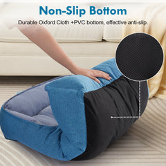 COSYJOY Rectangle Pet Bed with Four-Sided Bolster Cushion For Medium Large Dogs/ Cats, Washable Linen Soft Cuddle Dog Bed Calming Sleeping Dog Bed, Anti-Slip Bottom