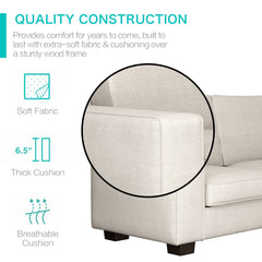 Modern Sofa Couch with Solid Wood Frame for Living Room Furniture Removable Back Cushion and Seat Cushion(Beige),71.25" Wide 2 Seater Sofa for Living Room