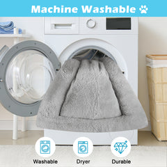 MERITLIFE Plush Washable Dog Bed Ultra Soft Dog Crate Mat Kennel Pad Anti-Slip Pet Sleeping Bed for Small Medium Large Dogs,Gray