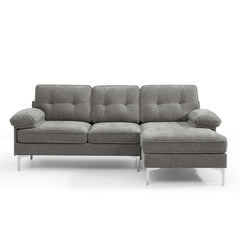 Modern Linen Fabric L-Shaped Couch 4-Seat Sofa Sectional,82.7'' Upholstered Sofa,Convertible Sectional Sofa Couch with Chaise