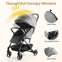 MERITLIFE Lightweight Baby Travel Stroller–Compact & Airplane-Friendly, Portable One-Hand Fold Design - Ergonomic Seat for Infant & Toddler