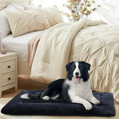 MERITLIFE Plush Washable Dog Bed Ultra Soft Dog Crate Mat Kennel Pad,Anti-Slip Pet Sleeping Bed for Small Medium Large Dogs,Dark Gray 42" x 28"