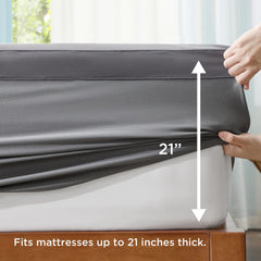 MERITLIFE Cooling  Mattress Topper, Extra Thick Mattress Pad Cover, Plush Pillow Top with Baffle Box Design, Soft Down Alternative Fill, Back Pain Relief, Hotel Feeling