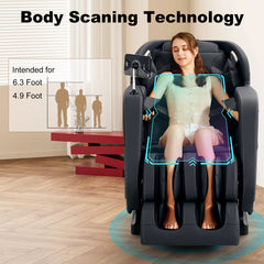 MERITLIFE 4D Massage Chair Full Body|Zero Gravity Shiatsu Massage Chairs Recliner with Heated SL Track Bluetooth Speaker Airbag Yoga Stretch, Foot Roller (BlackGrey)