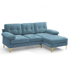 Modern Linen Fabric L-Shaped Couch 4-Seat Sofa Sectional,82.7'' Upholstered Sofa,Convertible Sectional Sofa Couch with Chaise