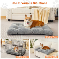 COSYJOY 6.5" Extra-Thick Large Dog Bed, Smooth Velvet Cloth Dog Bed Kennel Mat for Large Medium Dogs, Machine Washable & Anti Slip