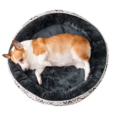 COSYJOY Soft Plush Round Pet Bed Calming Donut Dog Bed for Medium Large Dogs & Cats, Machine Washable Anti-Anxiety Donut Cuddler Round Dog Beds, 30" Dark Gray