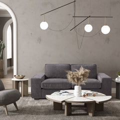 Modern Sofa Couch with Solid Wood Frame for Living Room Furniture Removable Back Cushion and Seat Cushion(Beige),71.25" Wide 2 Seater Sofa for Living Room