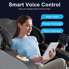 4D SL Track Zero Gravity Massage Chair Recliner with Calf and Foot Rollers, AI Voice Control, LCD Screen, Quick Access Buttons (Black)