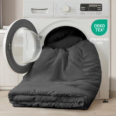 MERITLIFE Comforter Queen Size Set, Dark Gray Lightweight Plain Bedding Comforters Sets, All Season Fluffy Bed Set (90x90In Comforter & 2 Pillowcases)