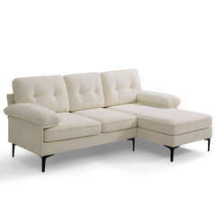 Modern Linen Fabric L-Shaped Couch 4-Seat Sofa Sectional,82.7'' Upholstered Sofa,Convertible Sectional Sofa Couch with Chaise