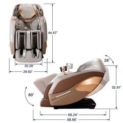 MERITLIFE 2024 Massage Chair, Full Body Zero Gravity Recliner with Yoga Stretching, Intelligent Voice Control, SL Track, Foot Rollers, Airbags, Heating, and Bluetooth (Brown)