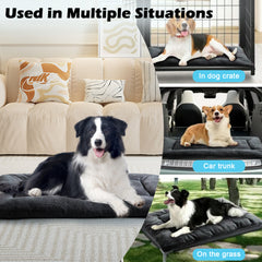 MERITLIFE Plush Washable Dog Bed Ultra Soft Dog Crate Mat Kennel Pad,Anti-Slip Pet Sleeping Bed for Small Medium Large Dogs,Dark Gray 42" x 28"