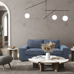 Modern Sofa Couch with Solid Wood Frame for Living Room Furniture Removable Back Cushion and Seat Cushion(Beige),88.58" Wide 3 Seater Sofa for Living Room-Oversized Sofa