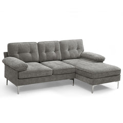 Modern Linen Fabric L-Shaped Couch 4-Seat Sofa Sectional,82.7'' Upholstered Sofa,Convertible Sectional Sofa Couch with Chaise