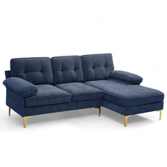 Modern Linen Fabric L-Shaped Couch 4-Seat Sofa Sectional,82.7'' Upholstered Sofa,Convertible Sectional Sofa Couch with Chaise