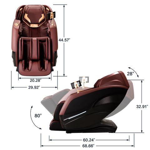 MERITLIFE 2024 Massage Chair, Full Body Zero Gravity Recliner with Yoga Stretching, Intelligent Voice Control, SL Track, Foot Rollers, Airbags, Heating, and Bluetooth (Brown)