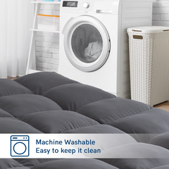 MERITLIFE Cooling  Mattress Topper, Extra Thick Mattress Pad Cover, Plush Pillow Top with Baffle Box Design, Soft Down Alternative Fill, Back Pain Relief, Hotel Feeling