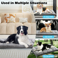 MERITLIFE Plush Washable Dog Bed Ultra Soft Dog Crate Mat Kennel Pad Anti-Slip Pet Sleeping Bed for Small Medium Large Dogs,Gray