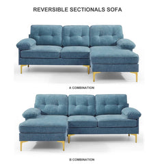 Modern Linen Fabric L-Shaped Couch 4-Seat Sofa Sectional,82.7'' Upholstered Sofa,Convertible Sectional Sofa Couch with Chaise