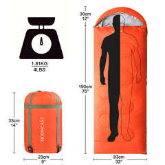 FAIRYLAND Sleeping Bags for Adults Teens Kids with Compression Sack Portable and Lightweight for 3-4 Season Camping, Hiking,Waterproof, Backpacking and Outdoors（Orange）