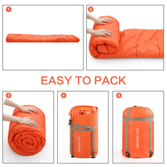 FAIRYLAND Sleeping Bags for Adults Teens Kids with Compression Sack Portable and Lightweight for 3-4 Season Camping, Hiking,Waterproof, Backpacking and Outdoors（Orange）