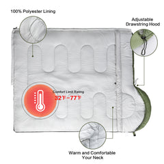 FAIRYLAND Sleeping Bags for Adults Teens Kids with Compression Sack Portable and Lightweight for 3-4 Season Camping, Hiking,Waterproof, Backpacking and Outdoors（Army Green）