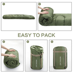 FAIRYLAND Sleeping Bags for Adults Teens Kids with Compression Sack Portable and Lightweight for 3-4 Season Camping, Hiking,Waterproof, Backpacking and Outdoors（Army Green）