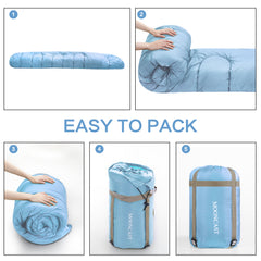 FAIRYLAND Sleeping Bags for Adults Kids with Compression Sack Portable and Lightweight for 3-4 Season Camping, Hiking,Waterproof, Backpacking and Outdoors（Sky blue）