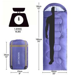 FAIRYLAND Single,purple,sleeping bag,adult sleeping bag,camping,hiking,waterproof,outdoor travel,for 32℉.