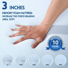 MERITLIFE 3 Inch Memory Foam Mattress Topper,Cool Gel Infused Foam Bed Topper Mattress Pad,CertiPUR-US Certified