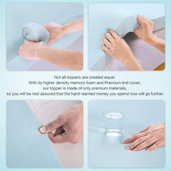 MERITLIFE 3 Inch Memory Foam Mattress Topper,Cool Gel Infused Foam Bed Topper Mattress Pad,CertiPUR-US Certified