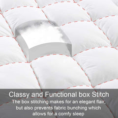 MERITLIFE Extra Thick Mattress Topper,Cooling Plush Mattress Pad Cover 400TC Cotton Pillowtop Protector with 8-21 Inch Deep Pocket 3D Snow D