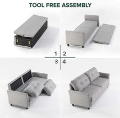 Ricardo Sofa Couch / Tufted Cushions / Easy, Tool-Free Assembly, Dark Grey