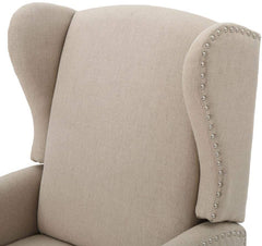 Westeros Traditional Wingback Fabric Recliner Chair (Wheat)