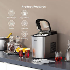 Portable Countertop Electric Ice Maker Machine, 26 lbs in 24 Hours, 9 Bullet Shaped Cubes Ready in 9 Minutes, 2 Ice Sizes, Perfect fo